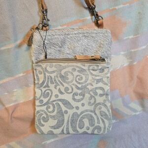 Myra Bag Bovine Hair Gray‎ Crossbody Purse Leather Strap Stylish Handbag